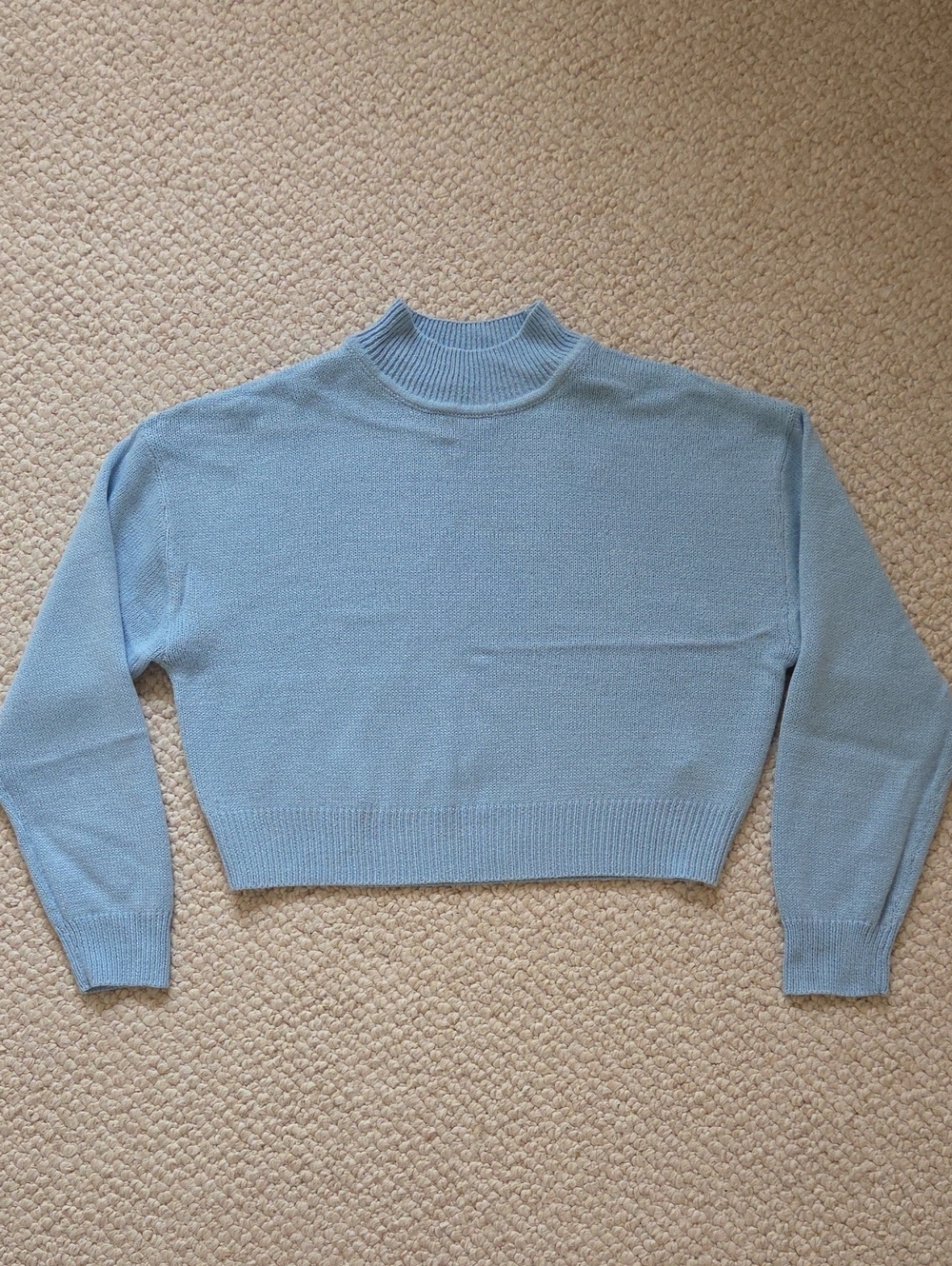 H&M Light Blue Cropped Turtleneck Sweater